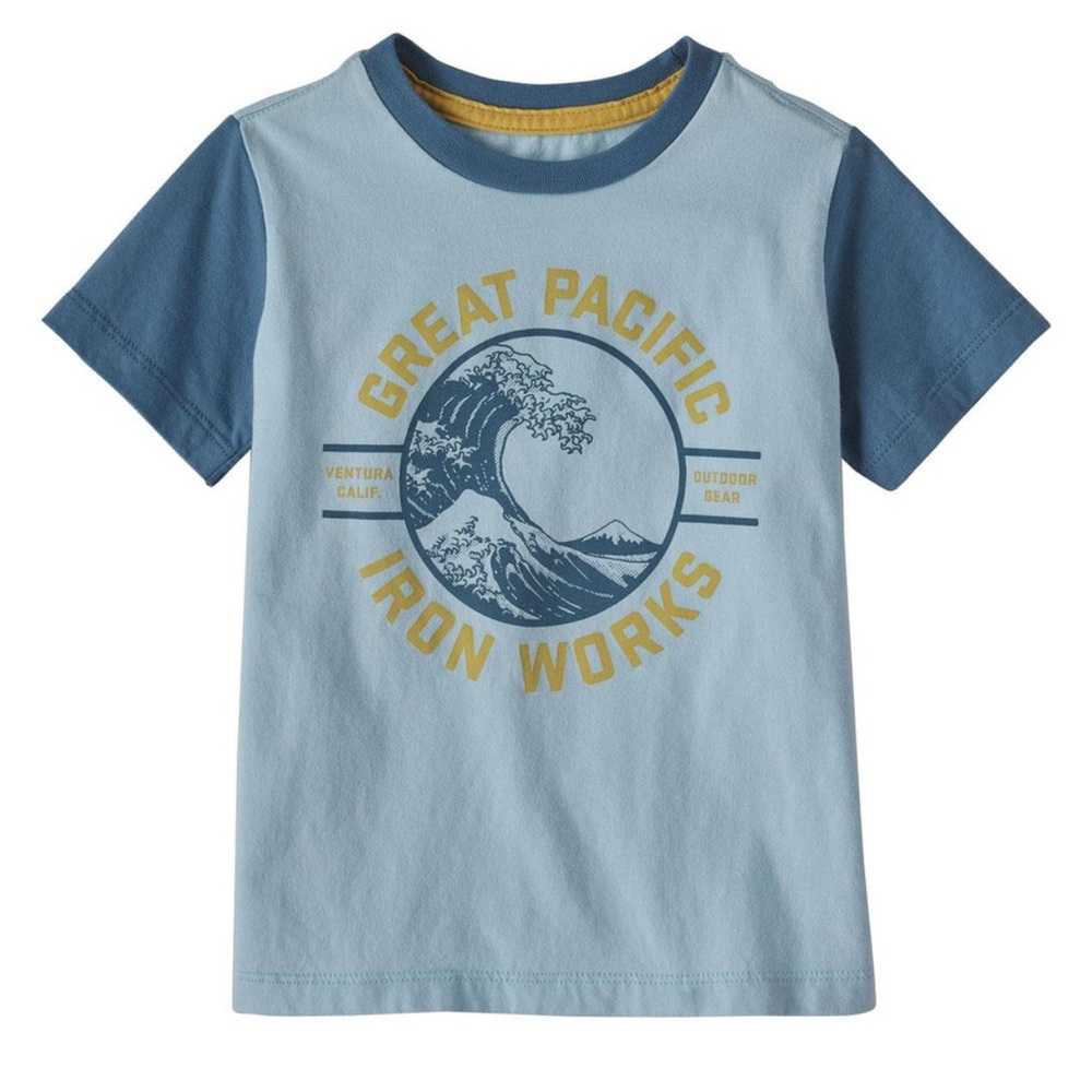 PATAGONIA BABY REGENERATIVE ORGANIC CERTIFIED COTTON BLUE GRAPHIC T-SHIRT NWOT